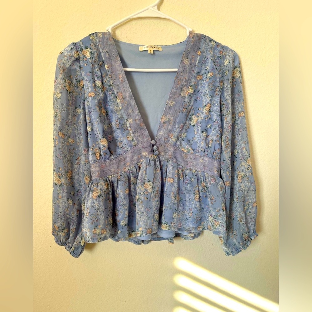 Teen’s Small, Light Blue w/ Lace Blouse NWOT